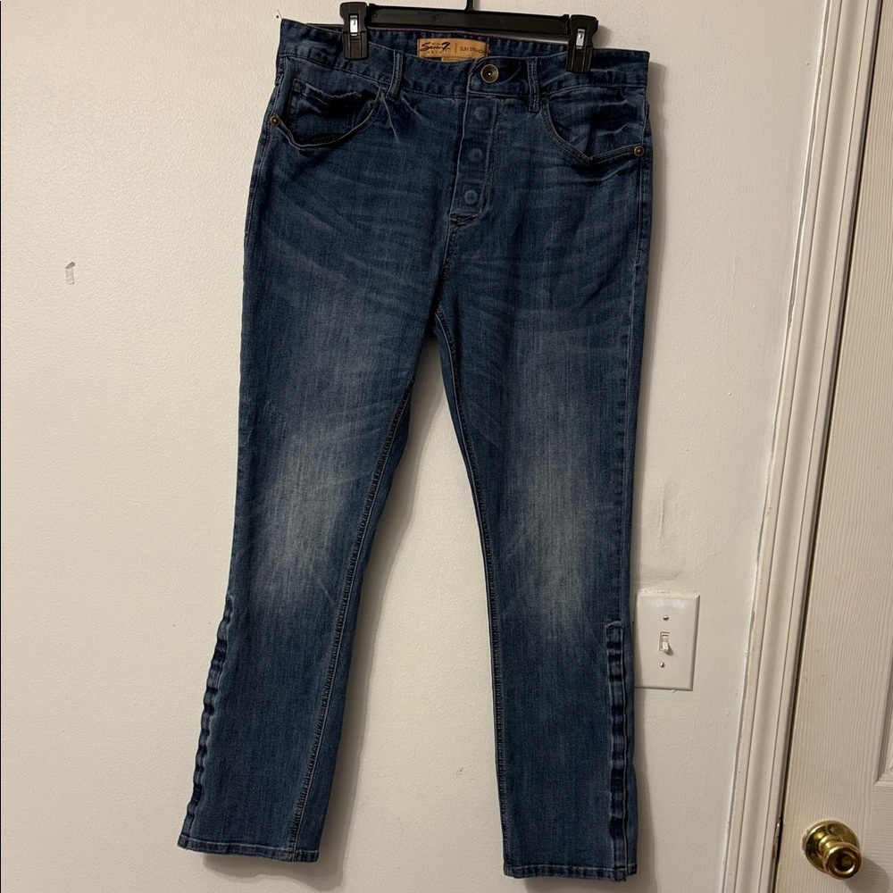 Seven7 Men's Dark Blue Bootcut Jeans